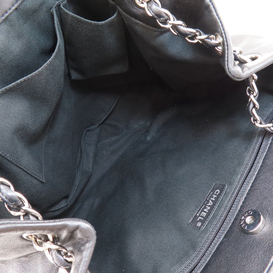 CHANEL Tote Bag lambskin black COCO Mark SilverMetal Women Used Authentic
