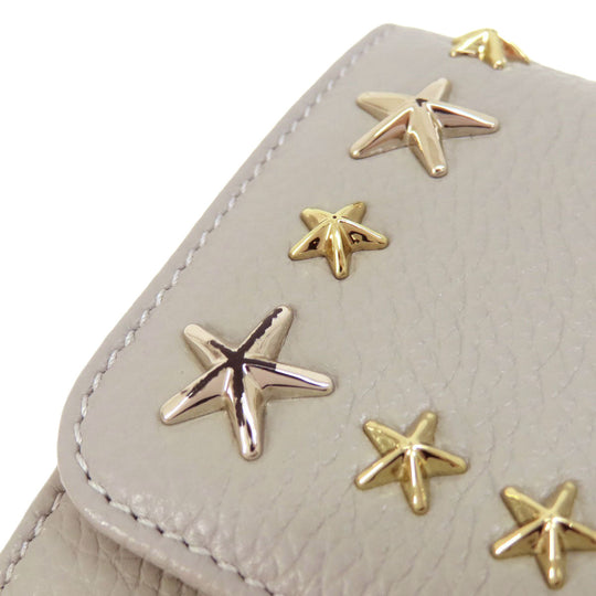 JIMMY CHOO Long Wallet Purse leather gray Star motif Women Used Authentic