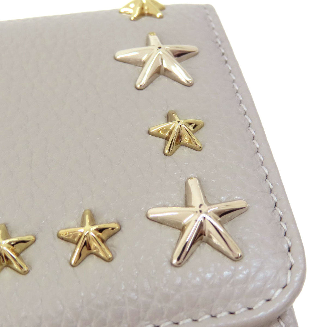 JIMMY CHOO Long Wallet Purse leather gray Star motif Women Used Authentic
