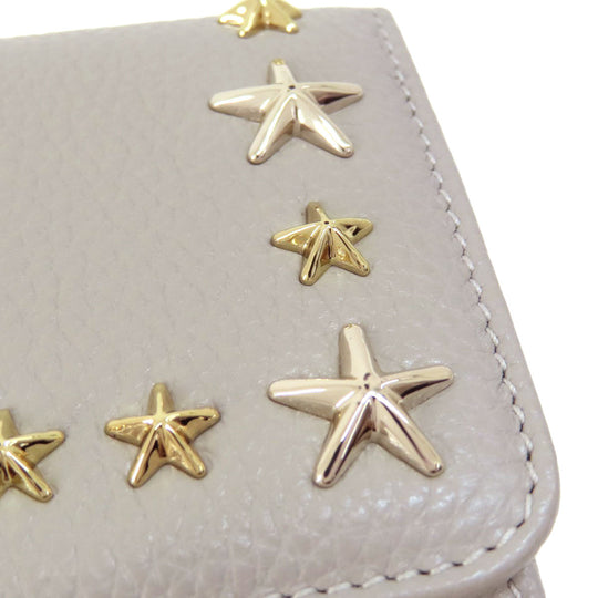 JIMMY CHOO Long Wallet Purse leather gray Star motif Women Used Authentic