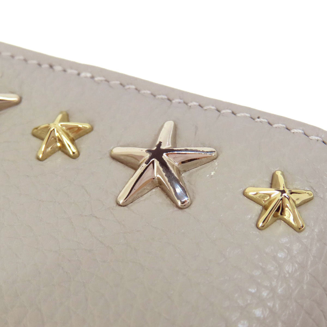 JIMMY CHOO Long Wallet Purse leather gray Star motif Women Used Authentic