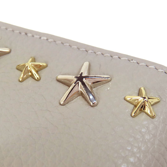 JIMMY CHOO Long Wallet Purse leather gray Star motif Women Used Authentic