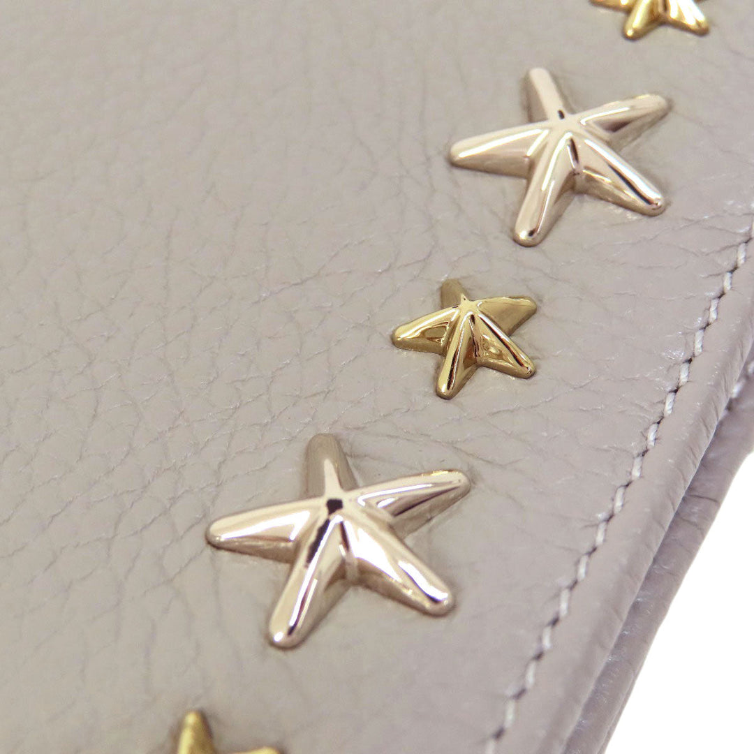 JIMMY CHOO Long Wallet Purse leather gray Star motif Women Used Authentic