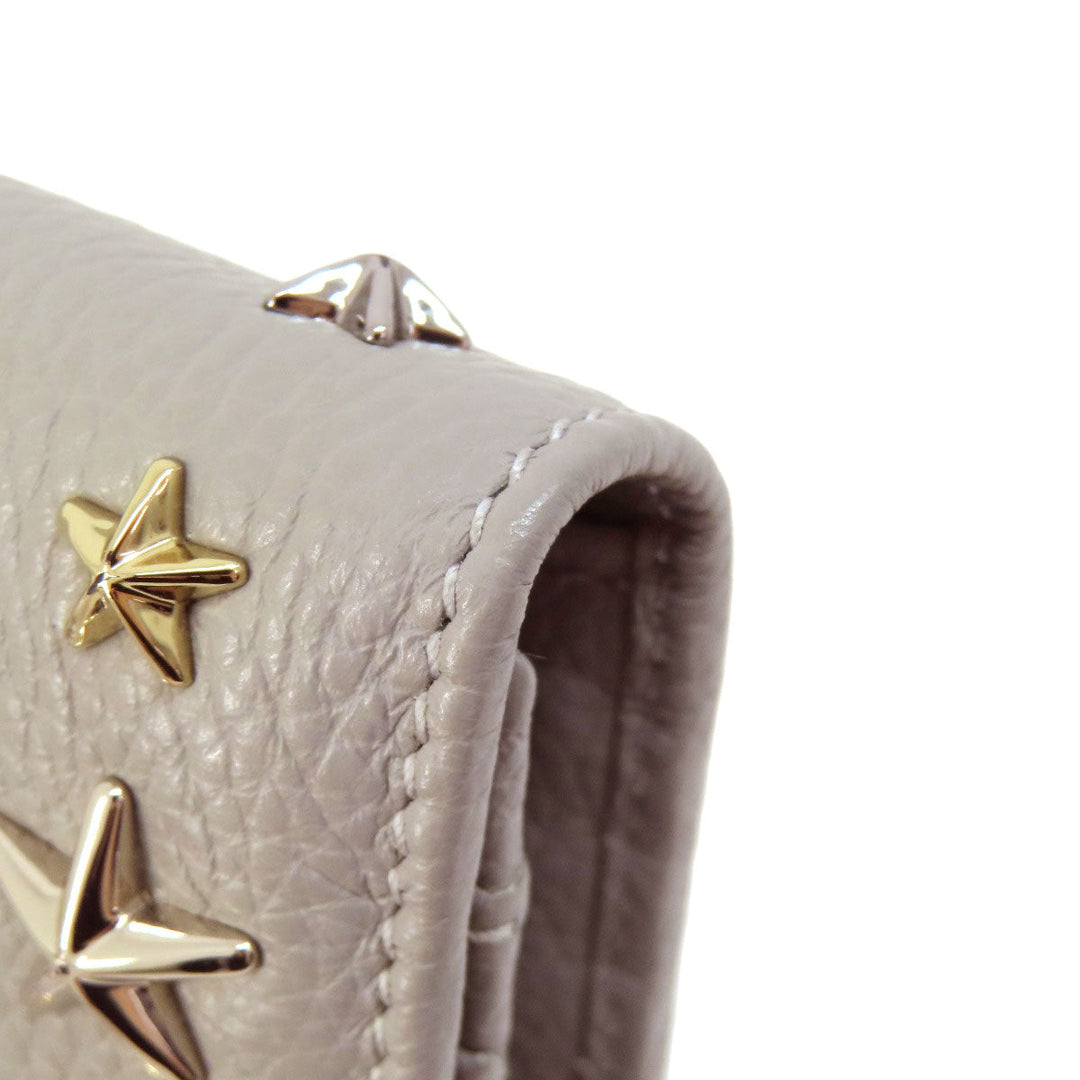 JIMMY CHOO Long Wallet Purse leather gray Star motif Women Used Authentic