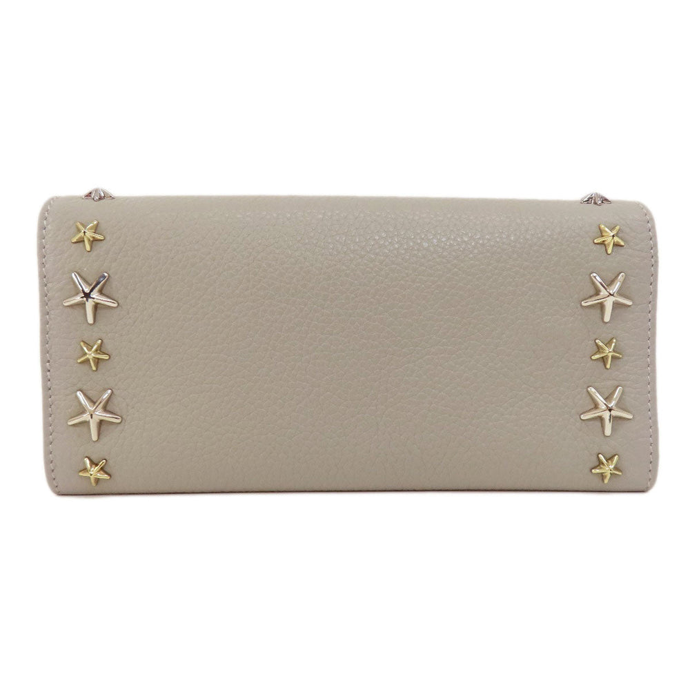 JIMMY CHOO Long Wallet Purse leather gray Star motif Women Used Authentic