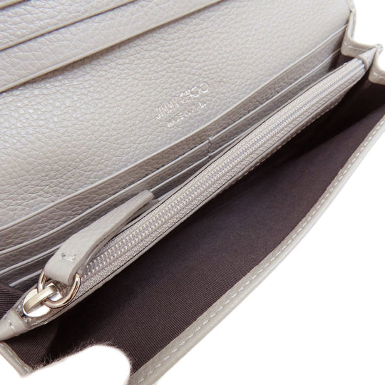 JIMMY CHOO Long Wallet Purse leather gray Star motif Women Used Authentic
