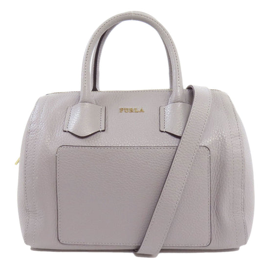 Furla Handbag leather gray 2WAY Women Used Authentic