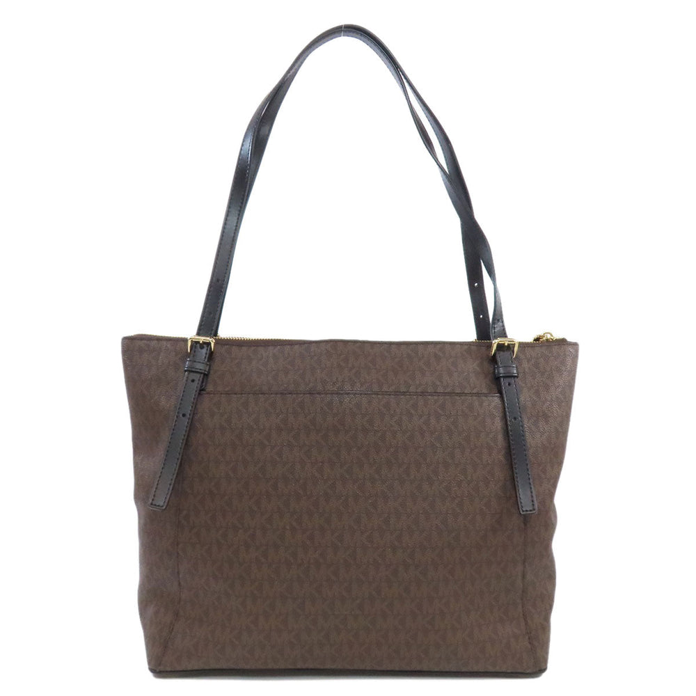 MICHAEL KORS Tote Bag PVC Brown MK signature Women Used Authentic