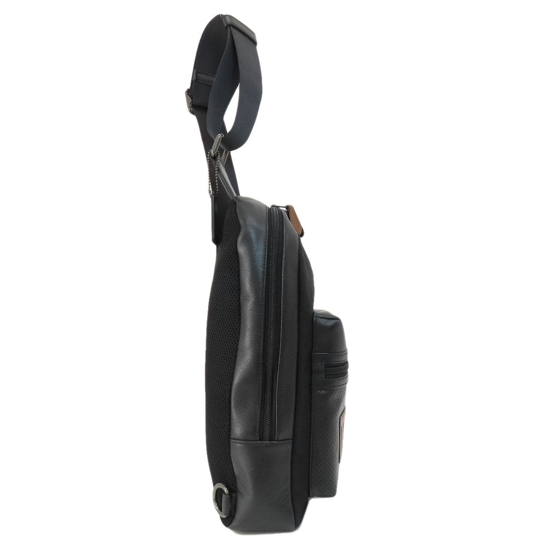 COACH Sling bag F56877 Leather, Nylon black logo mens Used Authentic