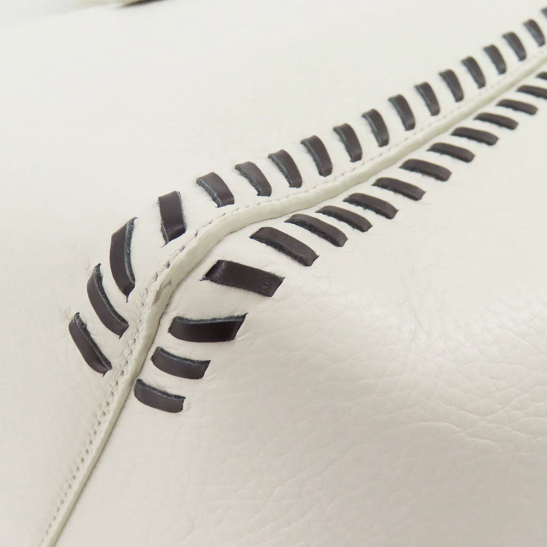 Furla Tote Bag leather white logo Women Used Authentic