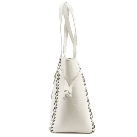 Furla Tote Bag leather white logo Women Used Authentic