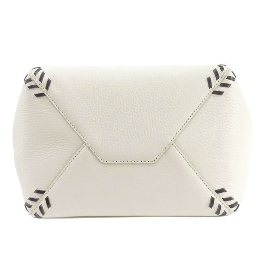 Furla Tote Bag leather white logo Women Used Authentic