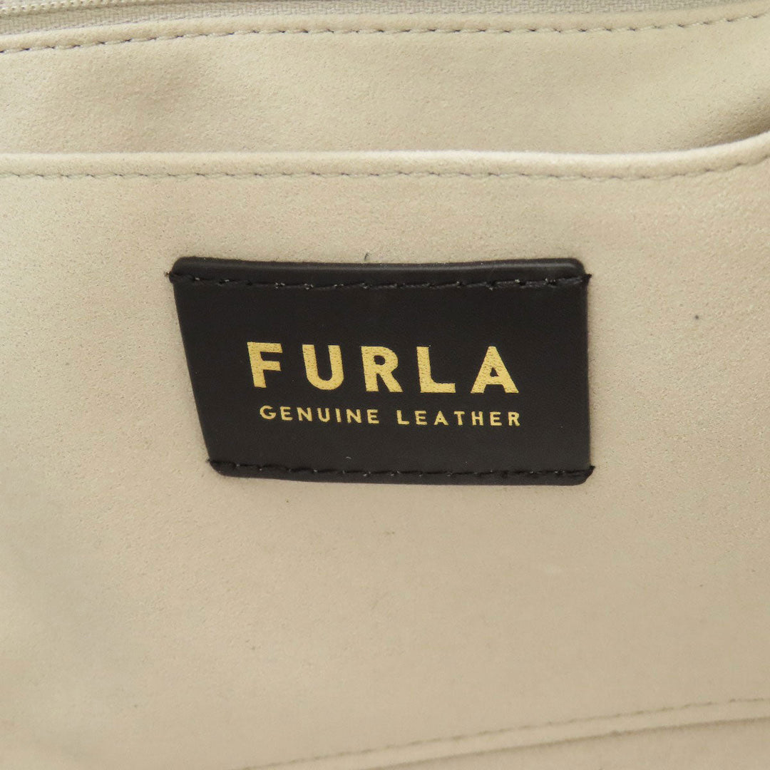 Furla Tote Bag leather white logo Women Used Authentic