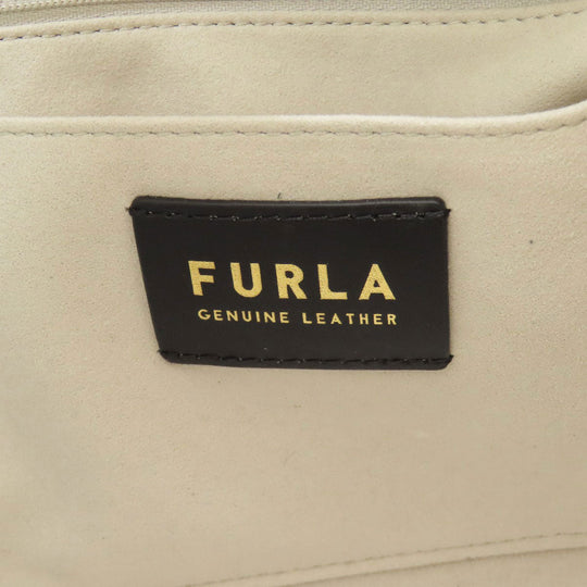 Furla Tote Bag leather white logo Women Used Authentic