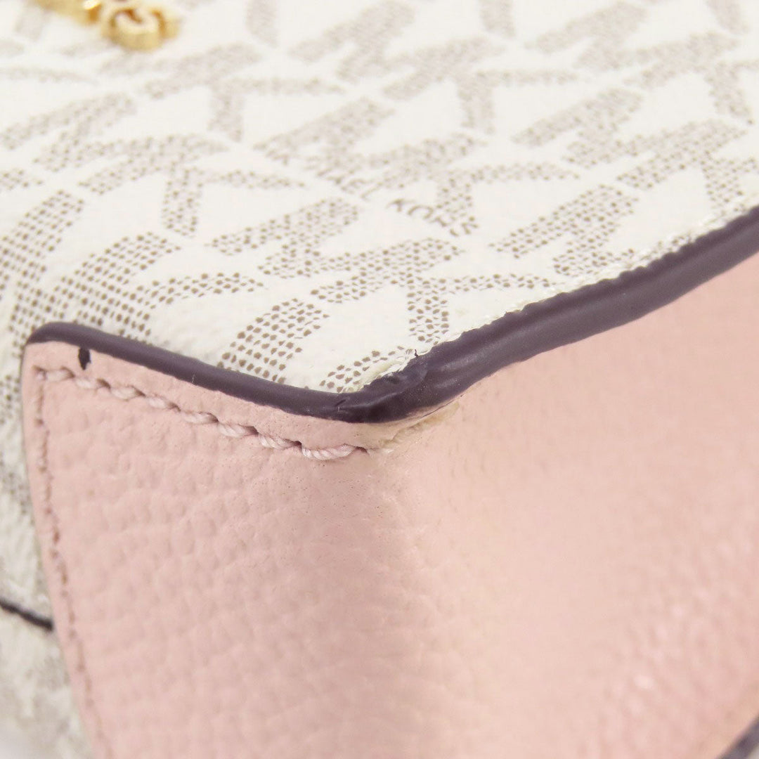 MICHAEL KORS Handbag PVC white MK Signature 2WAY Women Used Authentic
