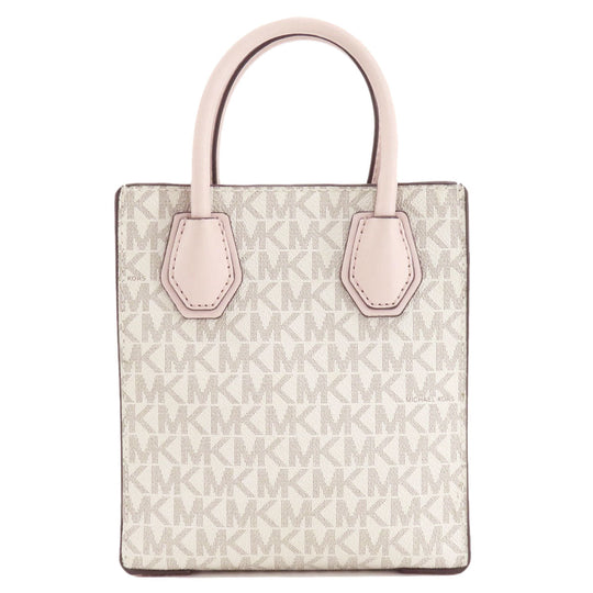 MICHAEL KORS Handbag PVC white MK Signature 2WAY Women Used Authentic