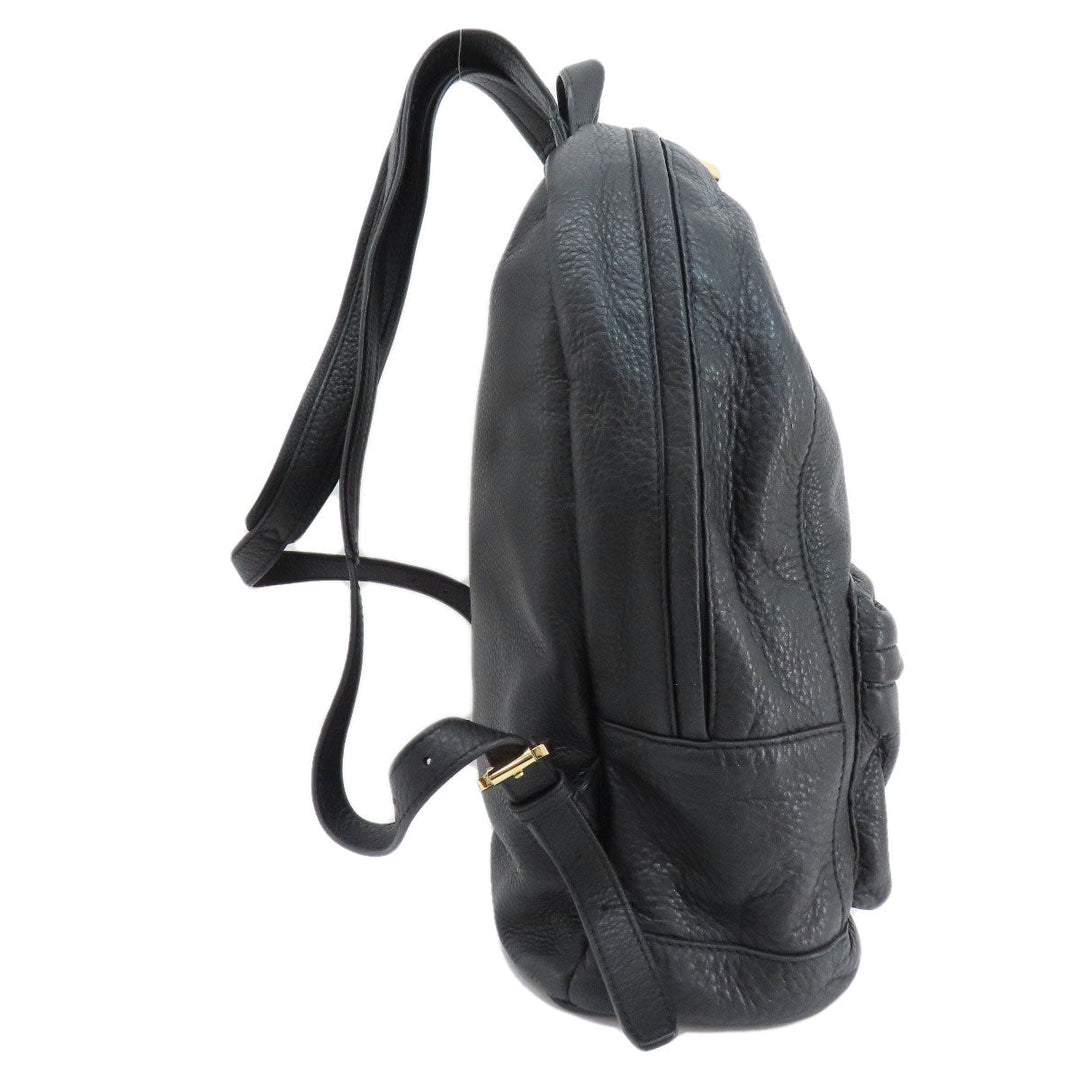 MICHAEL KORS Backpack leather black logo Women Used Authentic