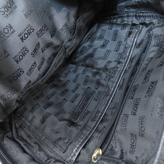 MICHAEL KORS Backpack leather black logo Women Used Authentic
