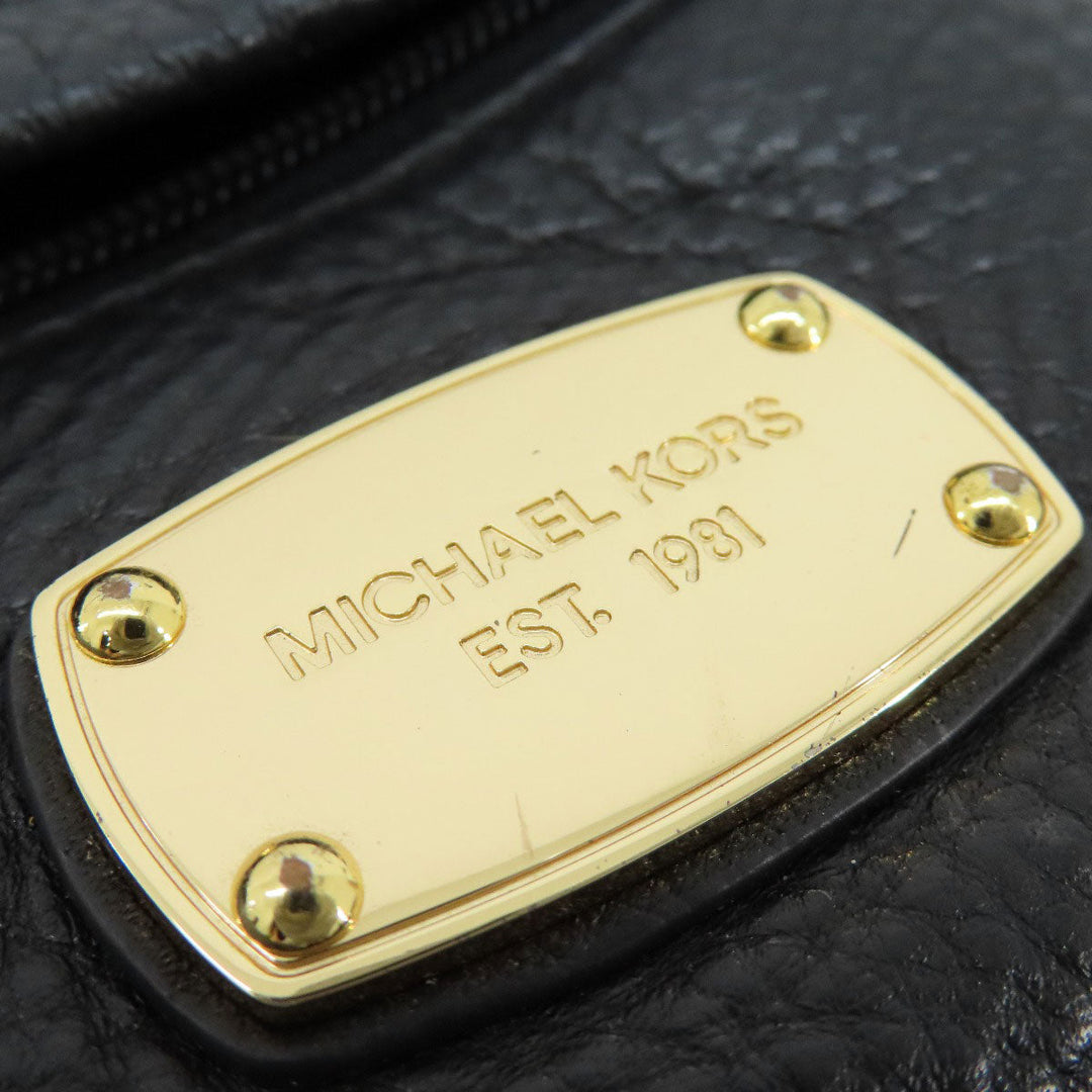 MICHAEL KORS Backpack leather black logo Women Used Authentic