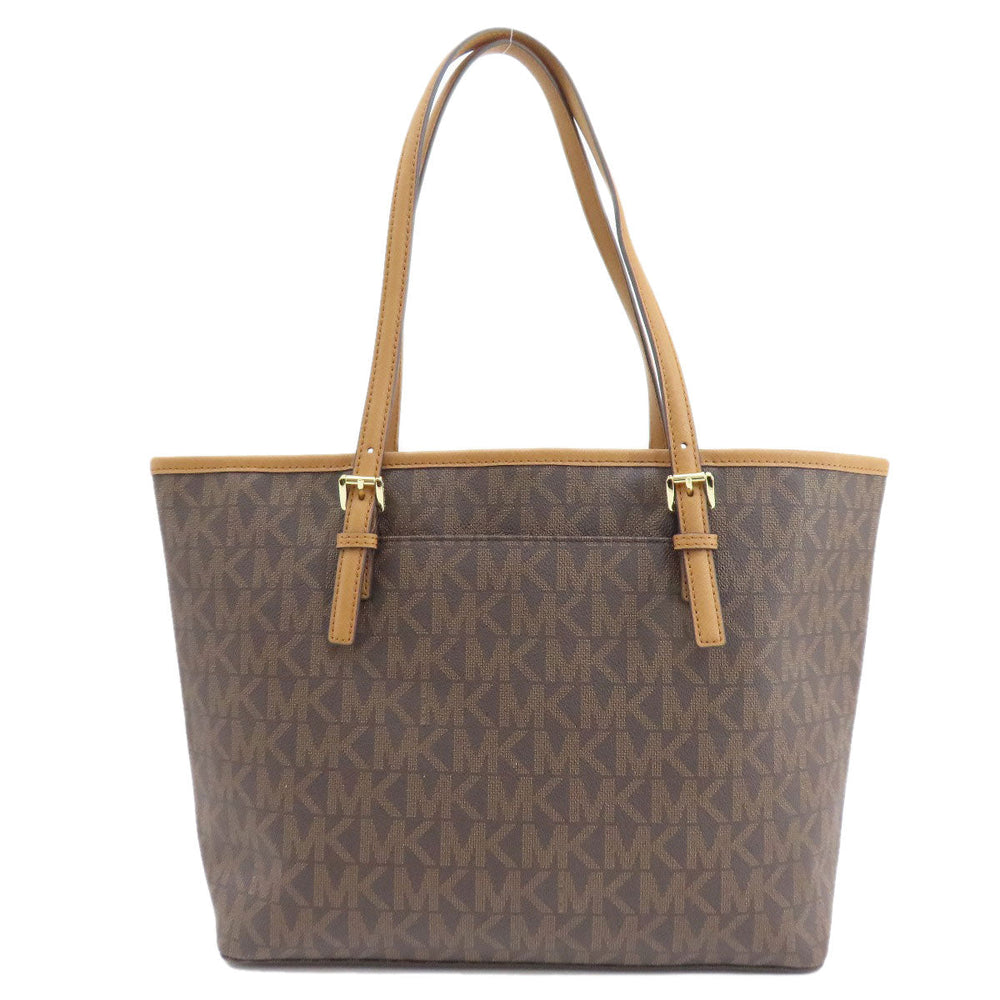 MICHAEL KORS Tote Bag PVC Brown MK signature Women Used Authentic