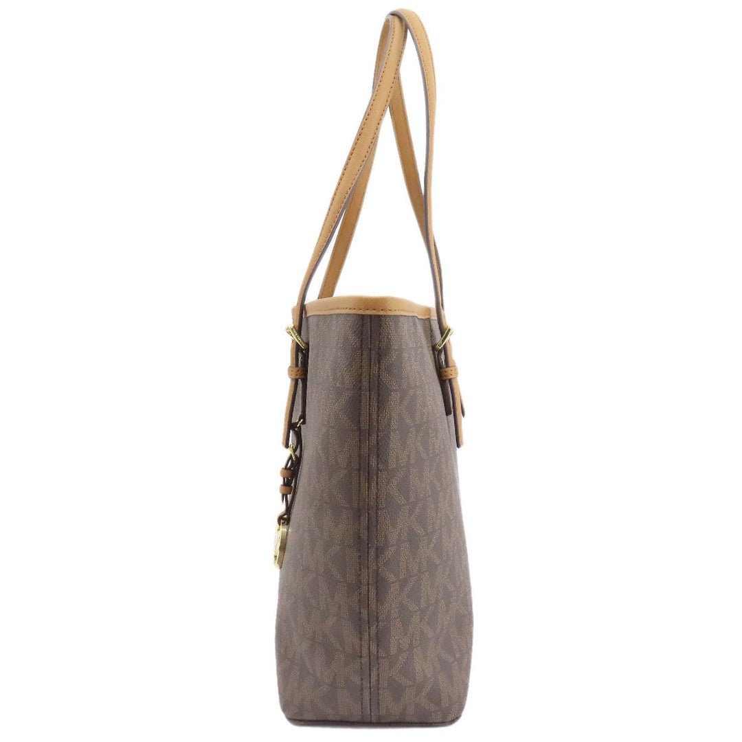 MICHAEL KORS Tote Bag PVC Brown MK signature Women Used Authentic