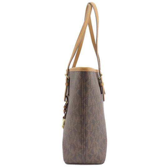 MICHAEL KORS Tote Bag PVC Brown MK signature Women Used Authentic