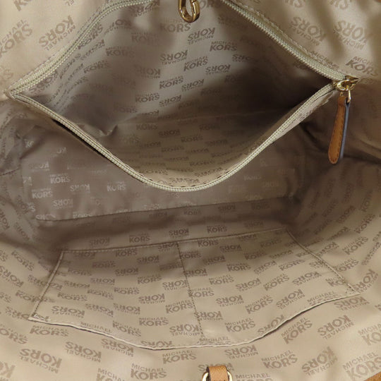 MICHAEL KORS Tote Bag PVC Brown MK signature Women Used Authentic
