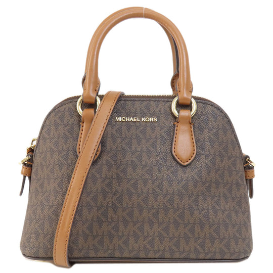 MICHAEL KORS Handbag PVC Brown MK Signature 2WAY Women Used Authentic