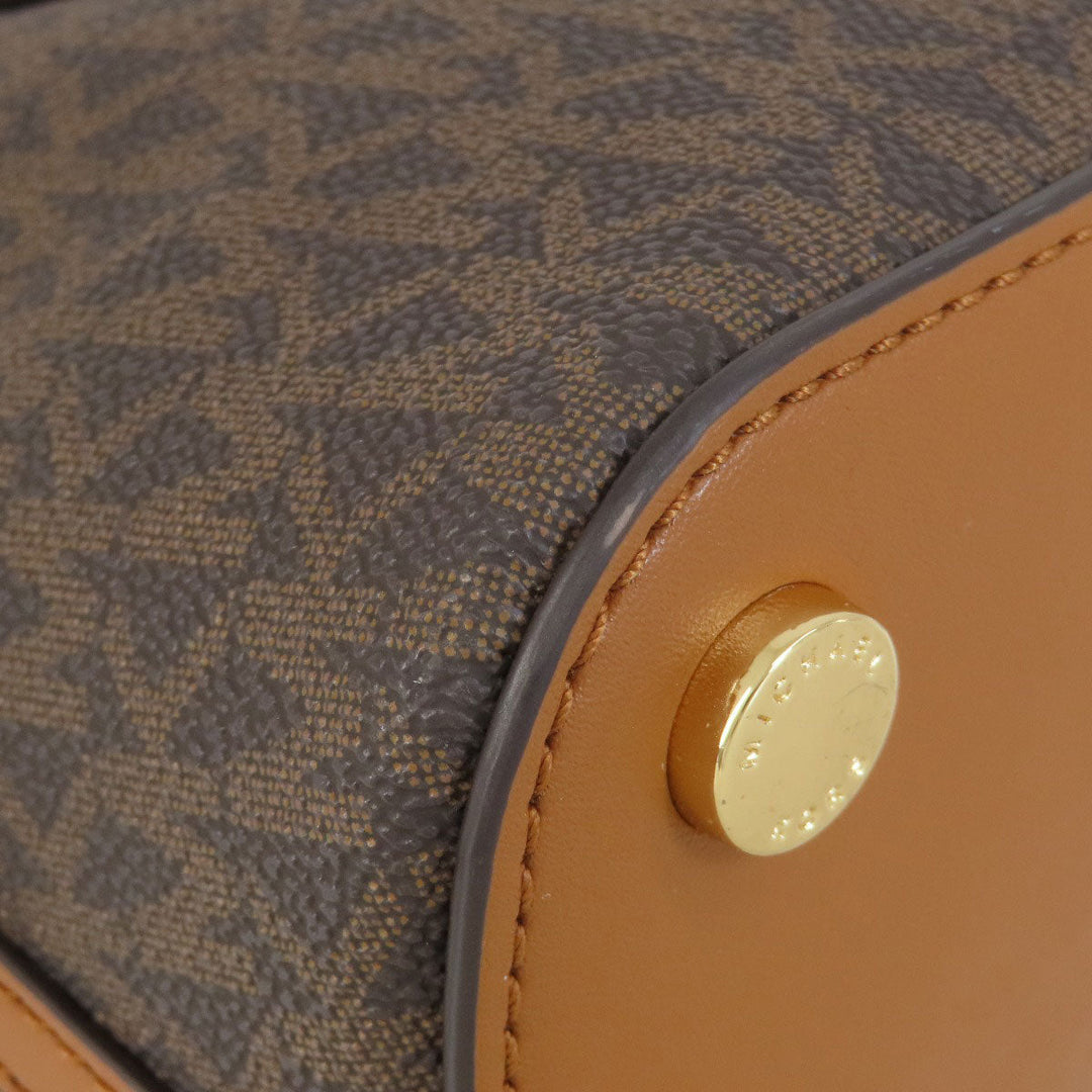MICHAEL KORS Handbag PVC Brown MK Signature 2WAY Women Used Authentic