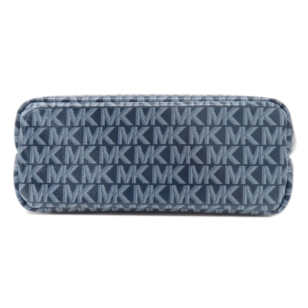 MICHAEL KORS Handbag PVC Navy MK Signature 2WAY Women Used Authentic