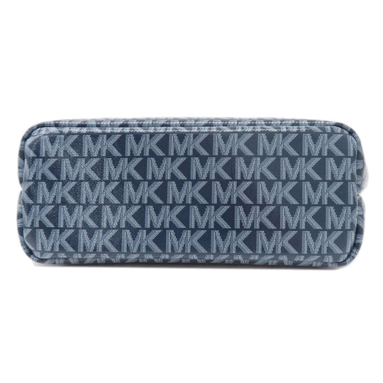 MICHAEL KORS Handbag PVC Navy MK Signature 2WAY Women Used Authentic