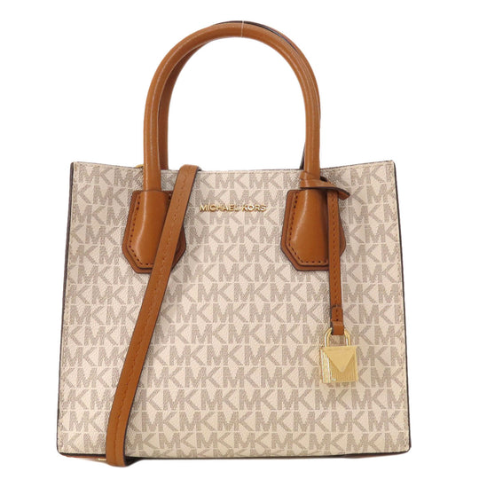 MICHAEL KORS Handbag PVC white MK Signature 2WAY Women Used Authentic