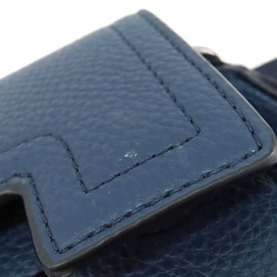 MICHAEL KORS Shoulder Bag leather Navy logo Women Used Authentic