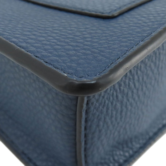 MICHAEL KORS Shoulder Bag leather Navy logo Women Used Authentic