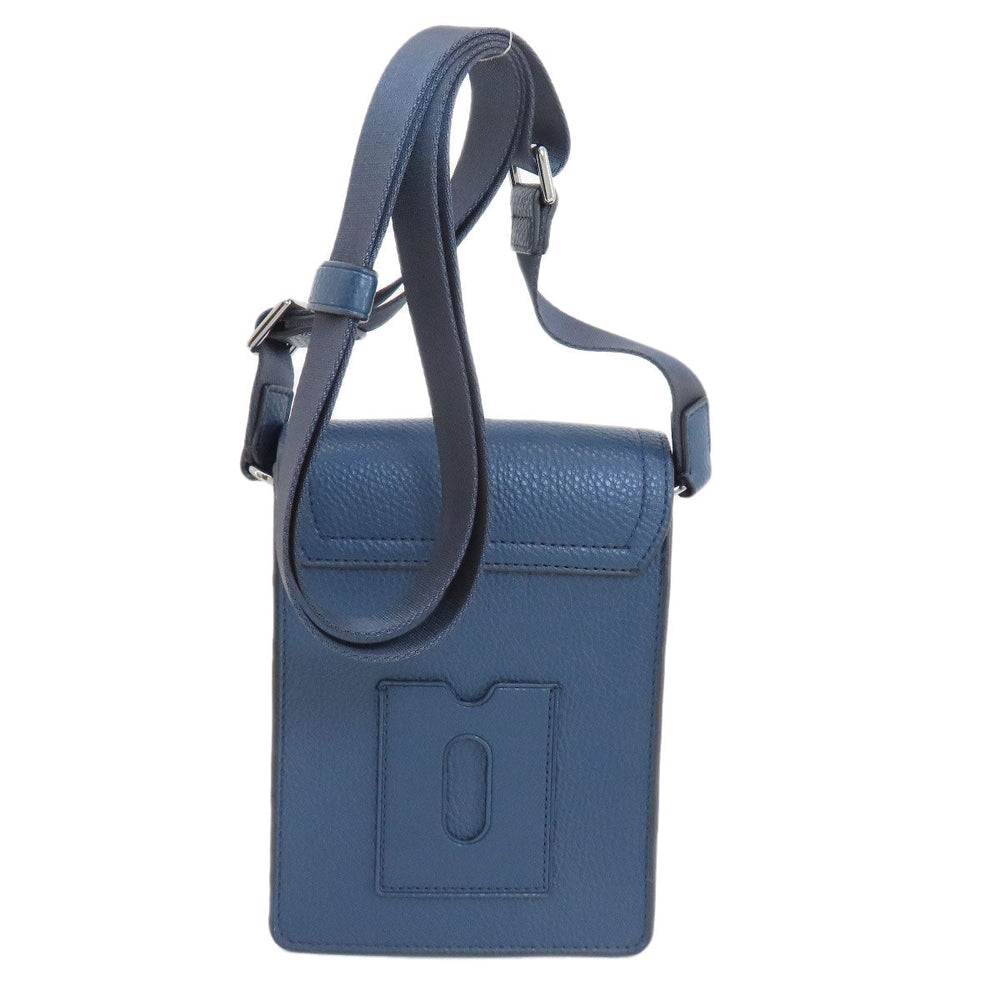 MICHAEL KORS Shoulder Bag leather Navy logo Women Used Authentic