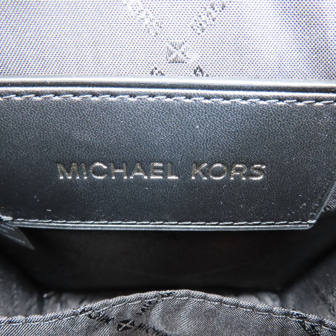 MICHAEL KORS Shoulder Bag leather Navy logo Women Used Authentic