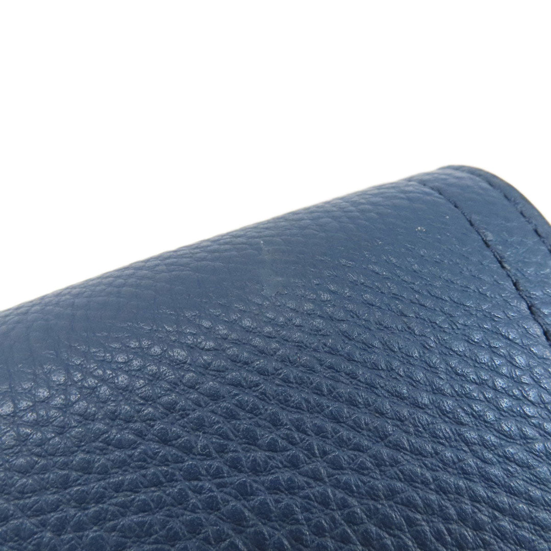 MICHAEL KORS Shoulder Bag leather Navy logo Women Used Authentic