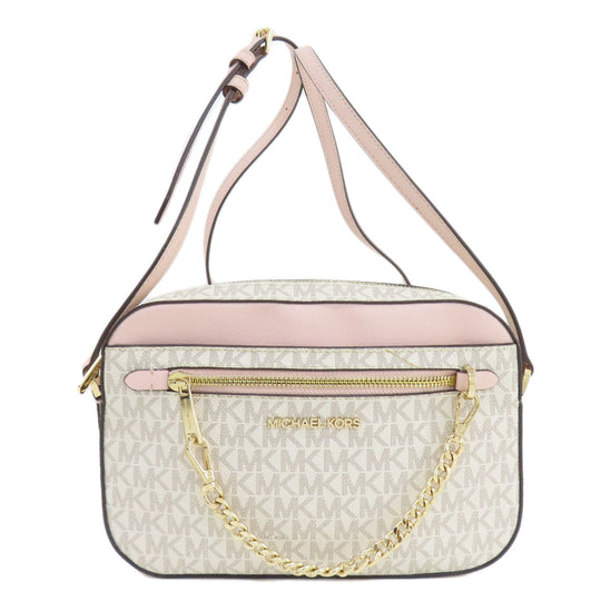 MICHAEL KORS Shoulder Bag PVC white MK signature Women Used Authentic