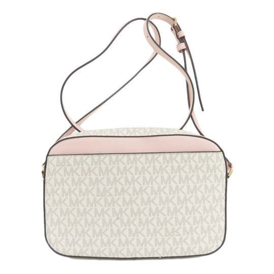 MICHAEL KORS Shoulder Bag PVC white MK signature Women Used Authentic