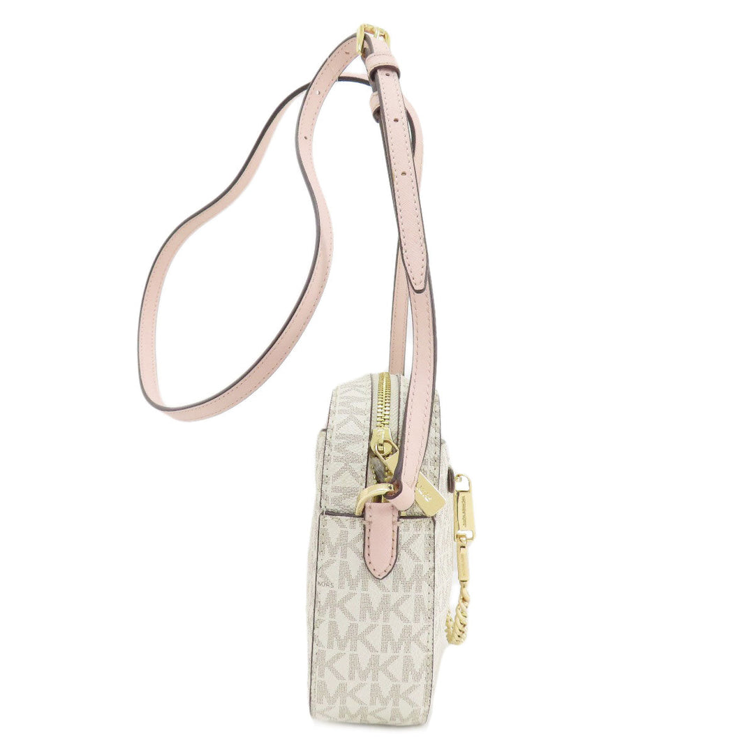 MICHAEL KORS Shoulder Bag PVC white MK signature Women Used Authentic