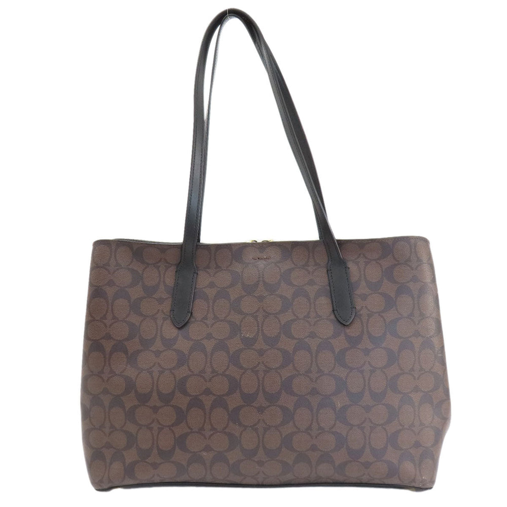 COACH Tote Bag F79987 PVC Brown Signature Women Used Authentic