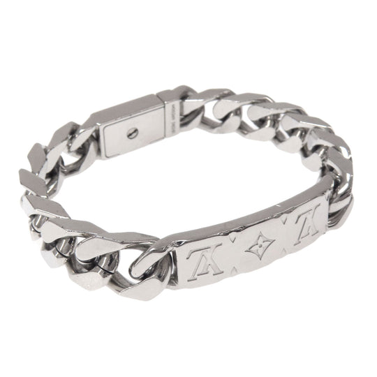 LOUIS VUITTON bracelet M00269 metallic Silver chain bracelet monogram Women Used Authentic