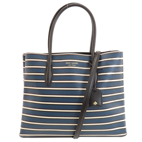 Kate Spade Tote Bag PVC blue Border 2WAY Women Used Authentic