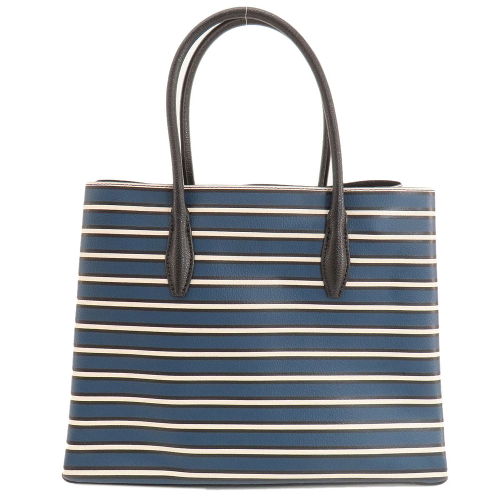 Kate Spade Tote Bag PVC blue Border 2WAY Women Used Authentic