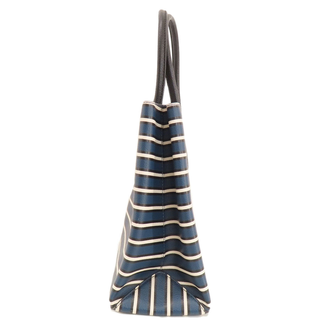 Kate Spade Tote Bag PVC blue Border 2WAY Women Used Authentic