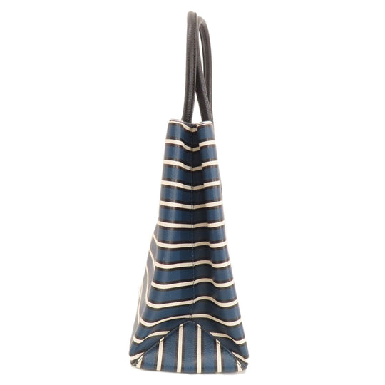 Kate Spade Tote Bag PVC blue Border 2WAY Women Used Authentic