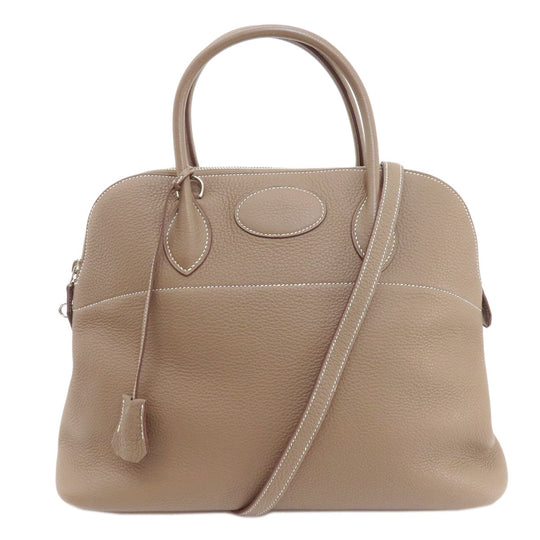 HERMES Handbag Taurillon Clemence Brown Bolide 35 Etoupe SilverMetal Women Used Authentic