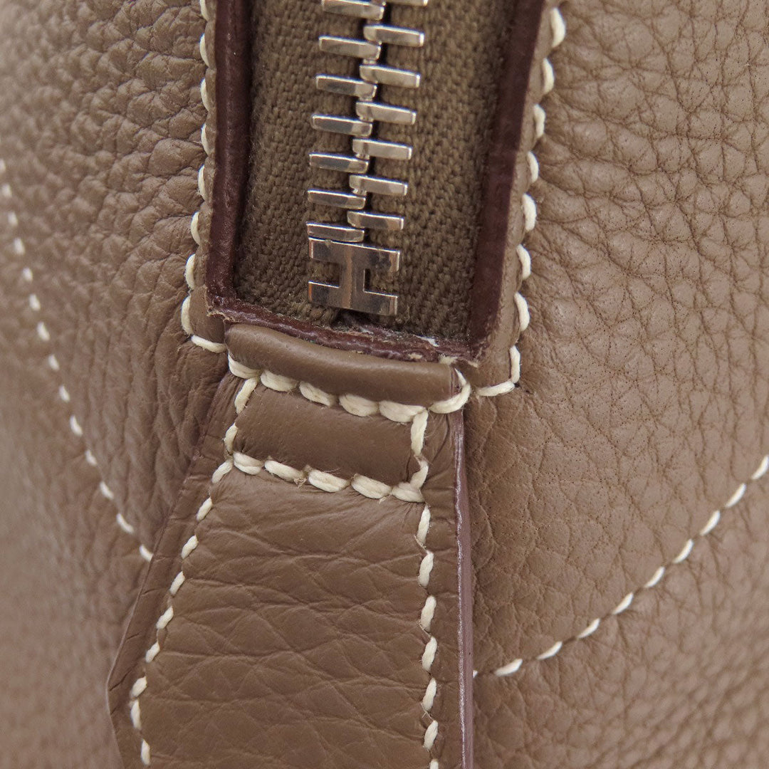 HERMES Handbag Taurillon Clemence Brown Bolide 35 Etoupe SilverMetal Women Used Authentic