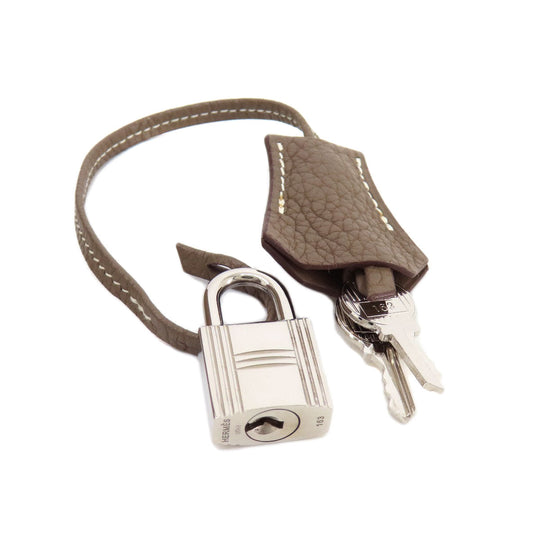 HERMES Handbag Taurillon Clemence Brown Bolide 35 Etoupe SilverMetal Women Used Authentic