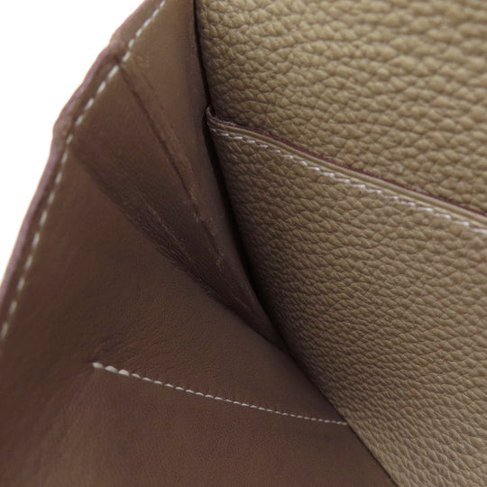 HERMES Long Wallet Purse Togo beige Dogon Duo GM Etop Gold Metal Women Used Authentic